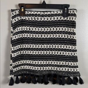 Lulu's Black & White Crochet Tassel Mini Skirt
